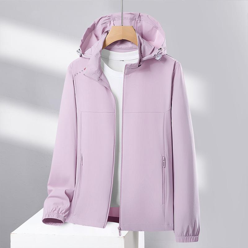 New skin clothes, couples summer hooded ice silk sunscreen clothes, fashionable full-color high elastic thin men's coat