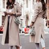 Autumn Winter New Long Sleeved Outerwear Women Simple Lace-up Solid Long Cardigan Coats Elegant Lapel Wool & Blends Jacket Tops