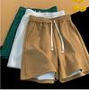 Men's Summer Plus Solid Color Shorts, Sporty and Casual Retro Five Quarter Pants
