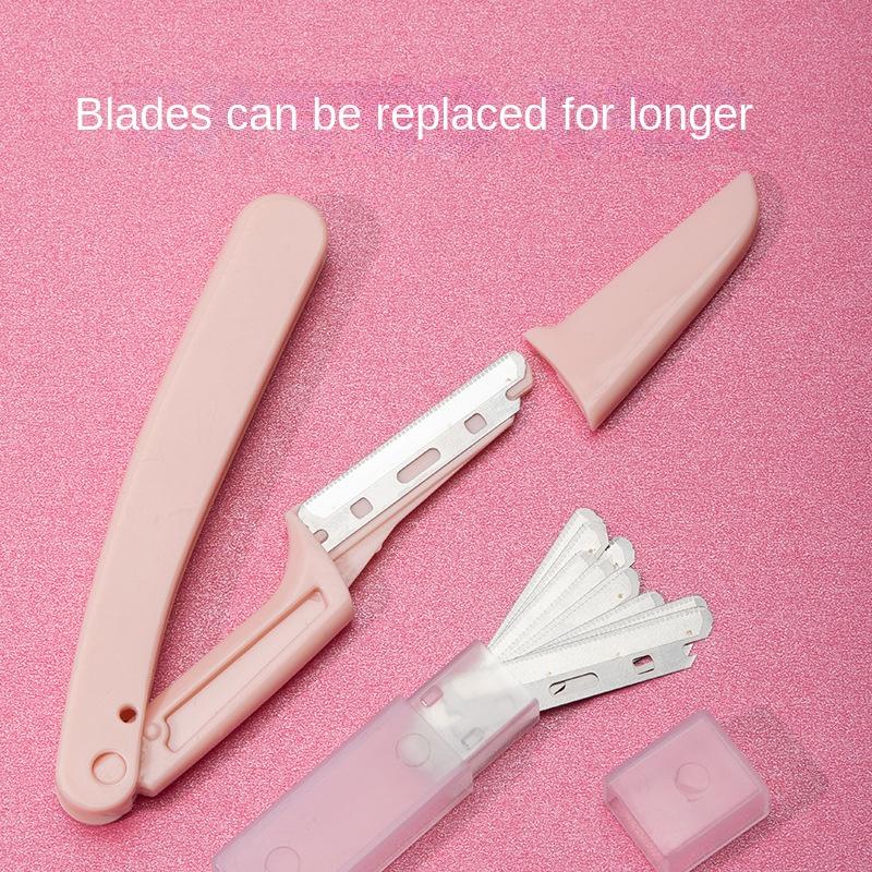 Профессиональная безопасная складная бритва для бровей для женщин – прецизионный триммер, устойчивый к царапинам, подходит для новичков, сменные лезвия