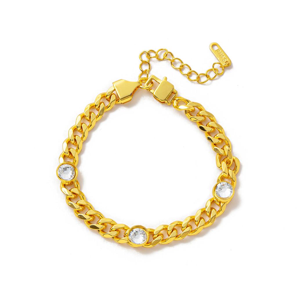 Stainless Steel Locking Chain With Dazzling Cz Gems For Daily Wear And Gift