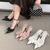 Fashion Nude Pink Butterfly-Knot Ankle Strap Women Pumps Sexy Pointed Toe Patent Leather High Heels Elegant Heeled Sandals Party Shoes
