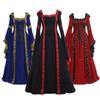 Женское средневековое винтажное платье в придворном стиле с капюшоном, квадратным вырезом, расклешенными рукавами и большой расклешенной юбкой