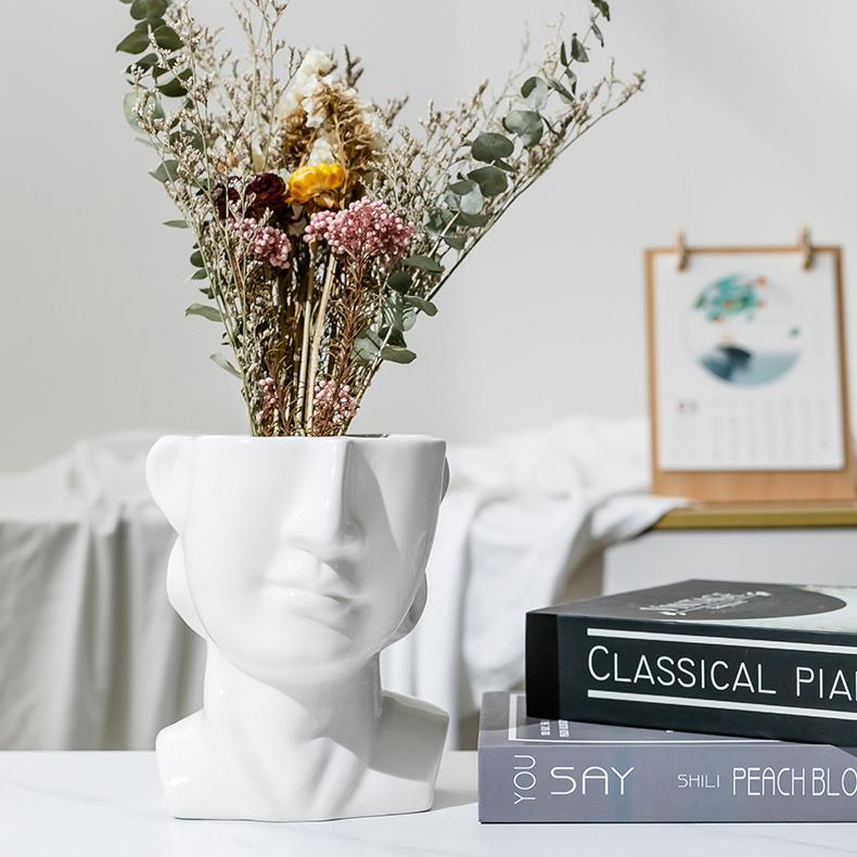 Creative Statue Flower Pot Ceramic Succulent Pot Planter Desktop Art Ornaments Plant Pot Home Decor Garden Decoration