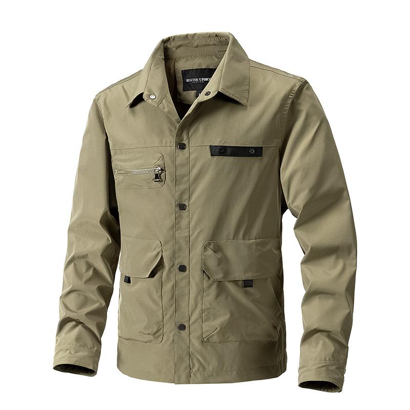 Мужская весенне-осенняя повседневная ветровка, куртка-карго, легкая военная куртка-бомбер, пальто для мужчин, рубашка на пуговицах, куртка с карманом