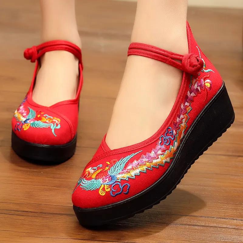 Sapatos femininas женская мода комфорт весна и лето нескользящие вышитые туфли леди ретро красные танцевальные туфли sapatos ba148