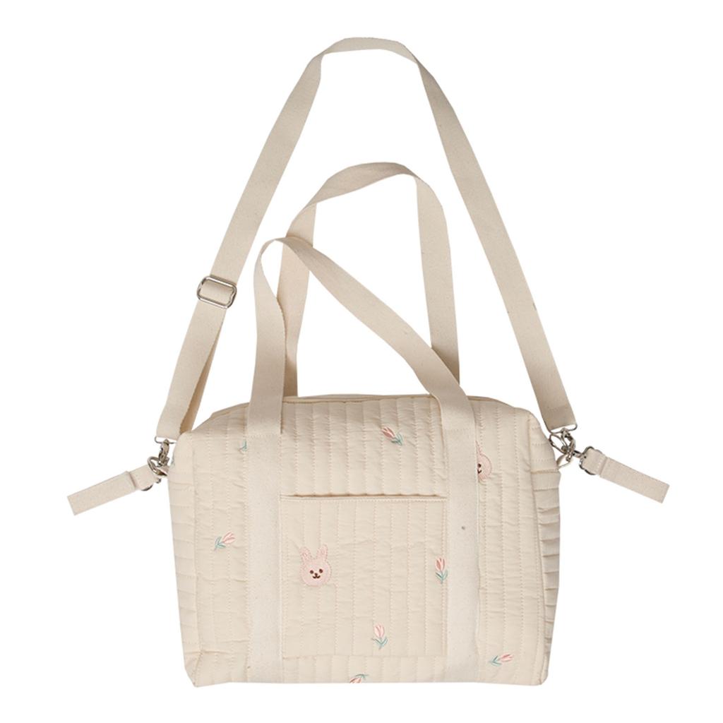 Сумка для бутылочек с вышивкой на коляску Мягкая хлопковая сумка-ведро с рисунком медведей и кроликов Оливковый бежевый ланч-бокс Сумка-тоут для бутылочек
