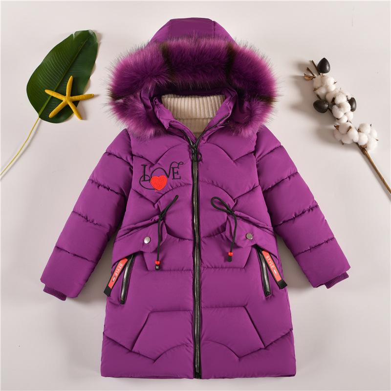 Girls Winter Clothing Children Medium and Long Down Jackets Fashion Hooded Cotton Padding Coats for Girl