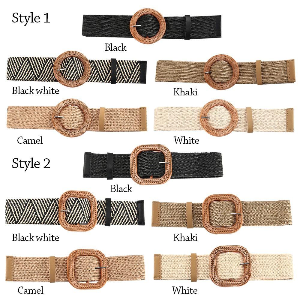 Summer Elastic Casual Wide Waist Belt Straw Belt Braided Waistbelt