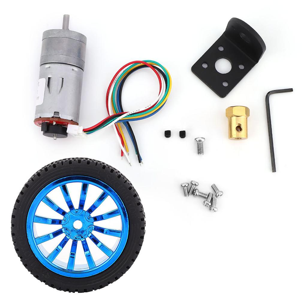 DIY Encoder Gear Motor with Mounting Bracket 65mm Wheel Kit for Smart Car Robot DC12V(100RPM)