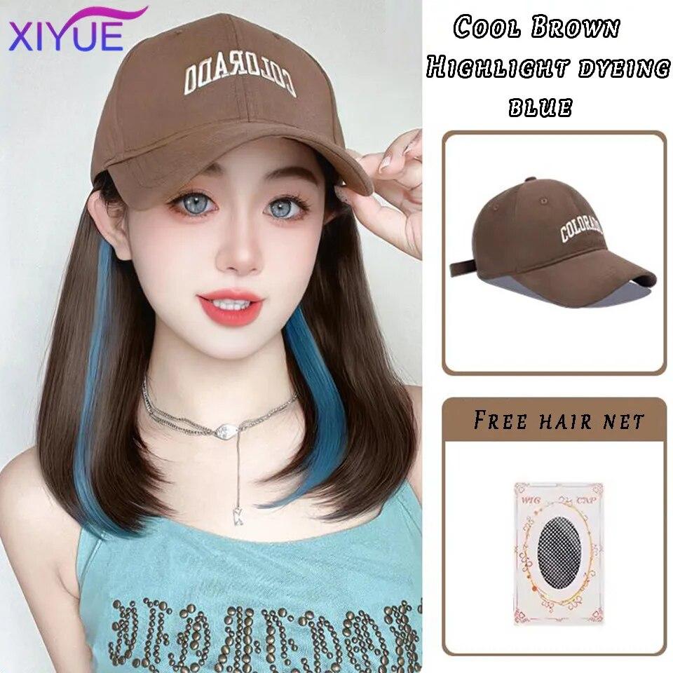 Шляпа, парик, женские длинные волосы, цельный, женская мода, ленивые, слегка вьющиеся волосы, бейсболка, парик, полное покрытие головы
