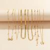6Pcs/Set Boho Infinite Symbol Leaf Butterfly Pendant Necklace for Women Vintage Ethnic Imitation Pearl Thin Chain Party Jewelry