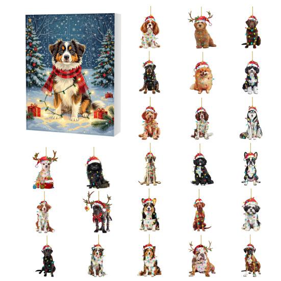 Dog Advent Calendar 2025 24 Days Christmas Countdown with 24 Pcs Acrylic Dog Ornaments Holiday Gifts for Dog Lovers