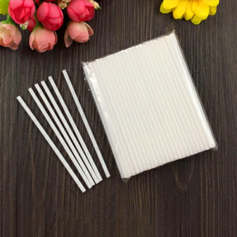 100 Пластиковых Палочек для Леденцов Пищевой Белый Трубчатый Пластиковые Палочки Для Выпечки Конфет