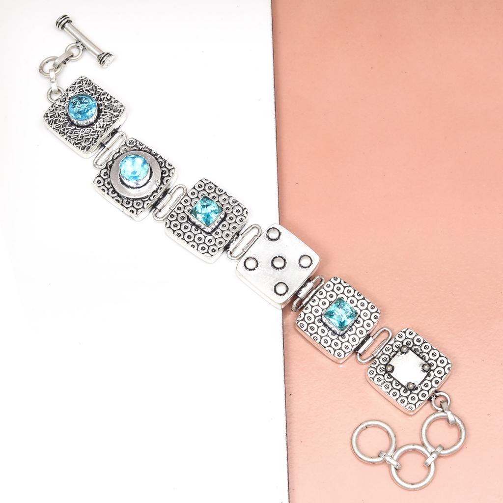 Браслет London Blue Topaz Sterling Gemstone Handmade 7-8" Jewelry