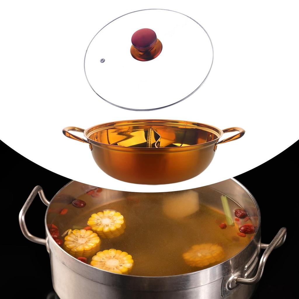 Разделенный горшок для супа с двумя ушками, легко моющийся, ароматный китайский суп-тушеное мясо с овощами Шабу для