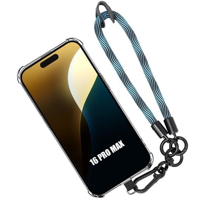 Coque de Protection - pour iPhone 16 Pro Max - Silicone - Anti-Rayures - Dragonne Amovible Bleu