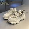 Retro Sports Leisure Tire Base Platform Shoes Heel Height Med 3cm-5cm Mesh Splicing Sneakers 2024 New Fashion Autumn and Winter