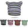 Women's Little Devil Ears Striped Wool Hat Cute Knitted Hat Casual Versatile Warm Pullover Hat