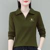 Cross-Border Women's Plus Size Long-Sleeve Polo T-Shirt – Spring, Autumn, and Winter Fashion for Middle-Aged.