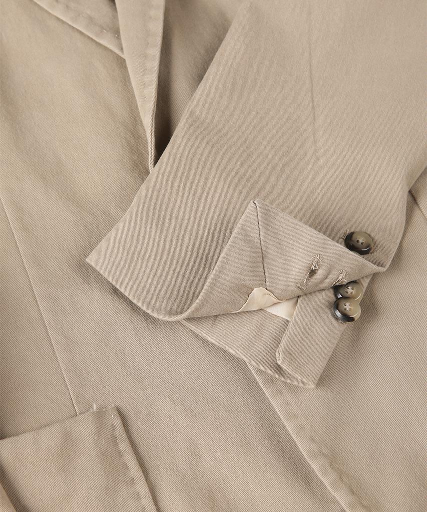 Panicale Beige Garment-Dyed Casual Cotton Jacket