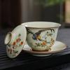 Ручная работа Керамическая гайвань Китайская чайная чашка Расписанные вручную цветы Чайная супница Санцай Дорожная чаша для чая Фарфоровый набор чайной посуды Аксессуары