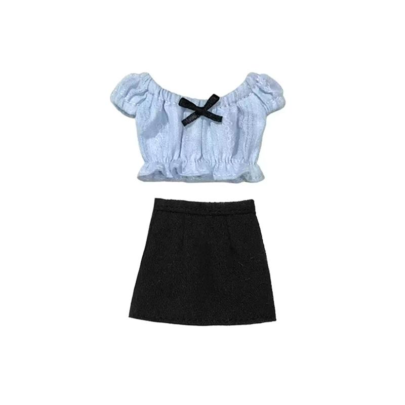DLBell Модная одежда Blythe Топ с бантом без плеч и мини-юбка в клетку для кукол Blythe OB24 Licca Pullip 1/6