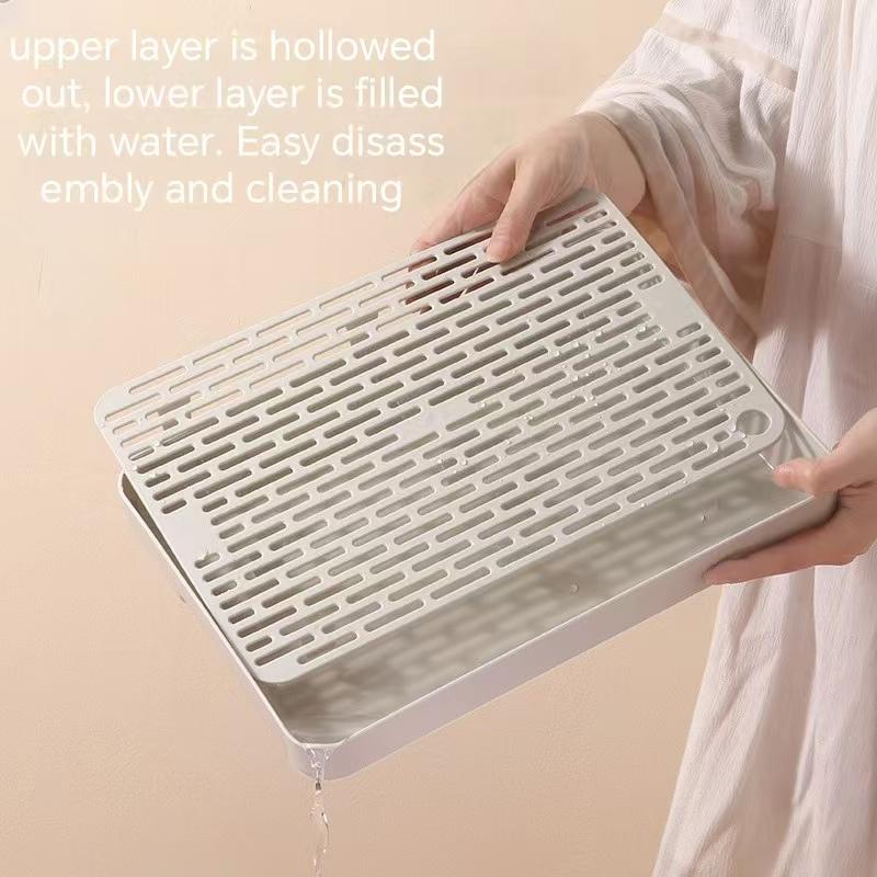 Сервировочная тарелка Стакан для воды Слив для воды Мытье Сушка Прямоугольная для Кухонных принадлежностей Поднос для чая Двухслойный Пластиковые Кухонные аксессуары