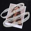 Elastic Metal Buckle Flower For Girls Dress Decoration Faux Pearl Korean Belt Women Waistband