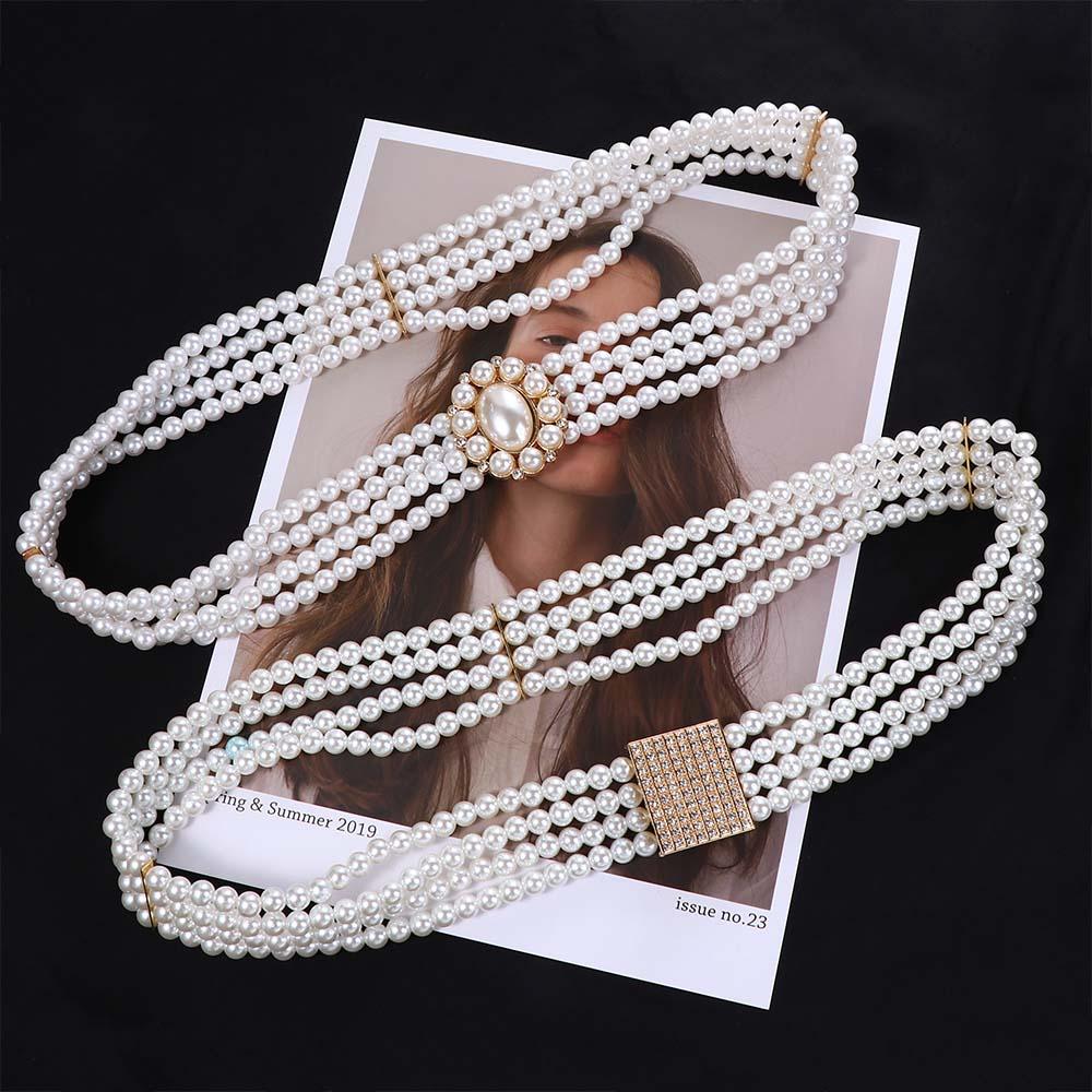 Elastic Metal Buckle Flower For Girls Dress Decoration Faux Pearl Korean Belt Women Waistband