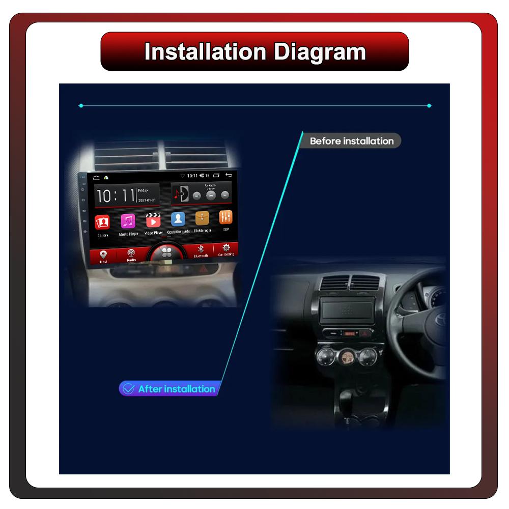 2Din Android Car-Play Car Radio,Toyota IST 2007 - 2016,Multimedia Player Head Unit Stereo GPS Navigation BT WIFI,2+32GB
