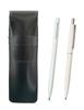 Тонкий пенал из воловьей кожи, черный, с тонким ластиком белого цвета и набором механических карандашей AP150 1965 года выпуска с металлическим зажимом, белого цвета, 2 шт., с выбивным стержнем