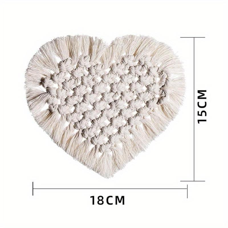 Хлопковая веревка в богемном стиле, коврик для чашки, хлопковая подставка ручной работы в форме сердца, однотонный коврик для чашки, подставка под чашку, украшение дома