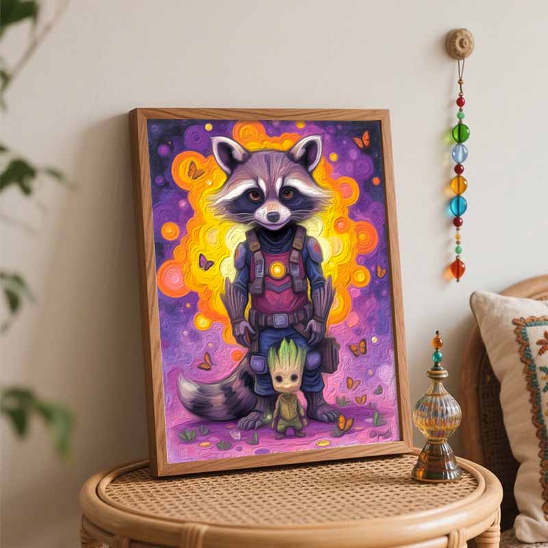 Disney Raccoon and Tree Creature Oil Paint by Numbers Painting Kit Hand Painted Home Decor Gift