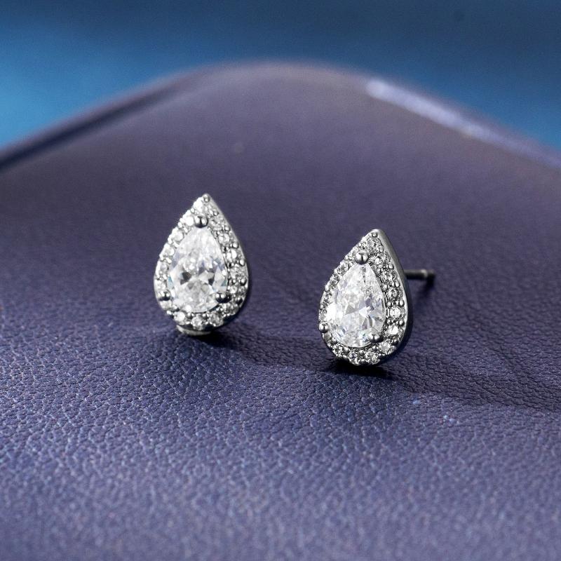 Свадебные украшения Европейская и американская мода Свадебные серьги-пусеты с цирконом в виде капли воды Изящные серьги для женщин Темпераментные серьги Горячие