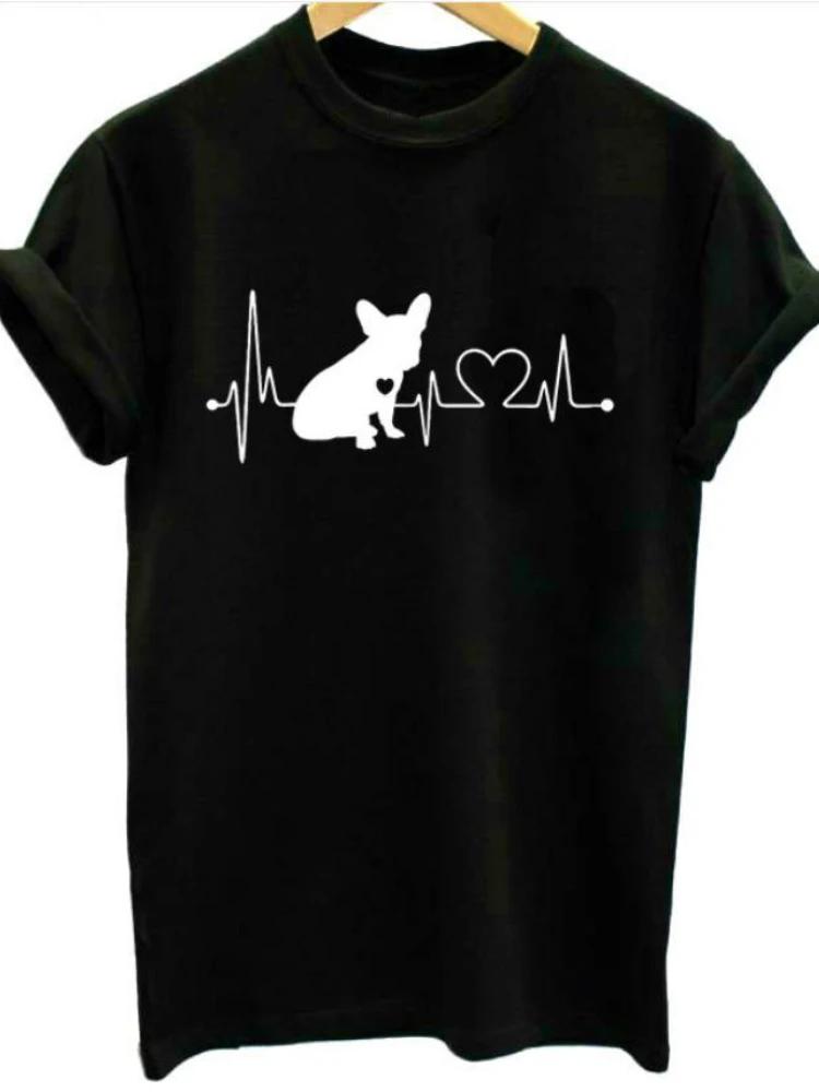 Футболка с принтом Horse Heartbeat Line, женская, с коротким рукавом и круглым вырезом, свободная, женская, летняя, модная футболка, топы, одежда