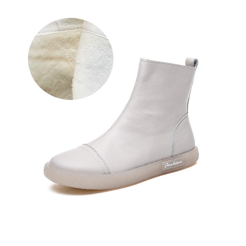 Женские короткие ботинки 2025 осень и зима коровья кожа говяжья подошва ботинки Мартин обувь с высоким верхом боковая молния ботильоны удобные универсальные повседневные модные