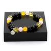 Stones and Minerals. Black Obsidian + Yellow Agate + Citrine + Rose Quartz Pearl Bracelet Made In France.