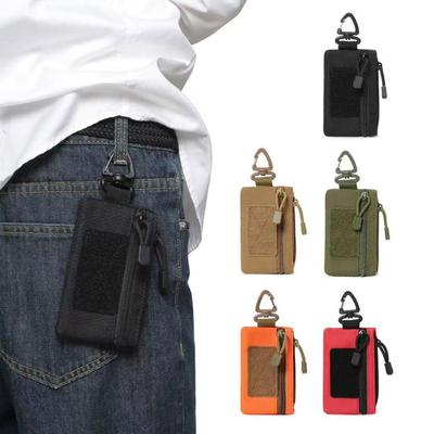 Мини тактический подсумок на молнии EDC Utility Pouch с карабином Военный брелок-кошелек