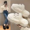 Мода 2024 Новые плюшевые тапочки Баотоу Сказочный стиль Верхняя одежда Модная пряжка Толстая подошва Теплая женская обувь Повседневные Tenis De Mujer