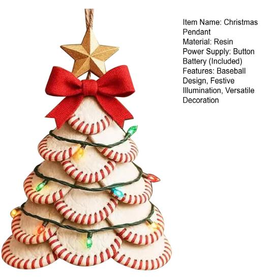 Yousheng Baseball String Lights Christmas Ornament Festive Lantern Design Sports Enthusiast Christmas Decor Holiday Decoration