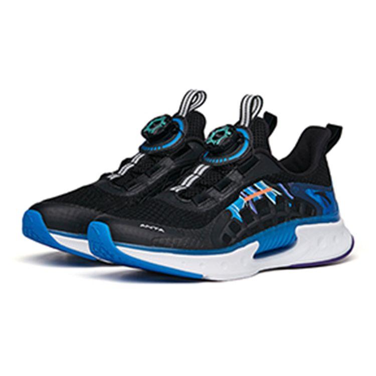 Anta Kids Wind Chaser 4.0 Low Top Running Shoes Kids Sneaker Black Blue 312225516-5