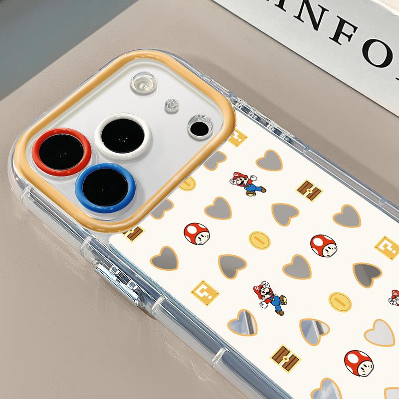 Яблоко Марио в форме сердца Зеркальный кремовый чехол для iPhone 17 Pro Max Чехол для iPhone 16 для 15 и 14