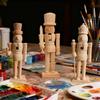 Unfinished Nutcracker Soldier Wooden DIY Nutcracker Figure Unpainted Nutcracker Soldier Figurine for Christmas Decoration Craft Project