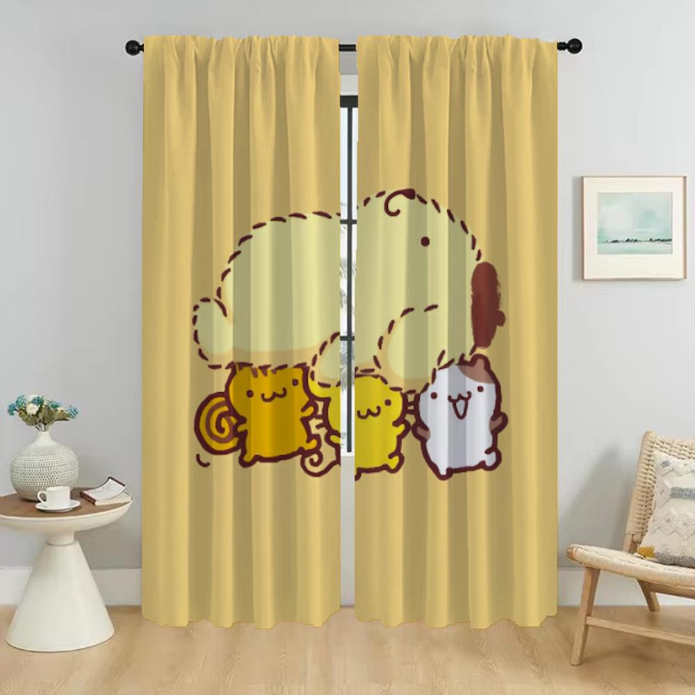 Шторы для гостиной Шторы P-Pompom Purin Tulle для спальни Украшения на Хэллоуин Шторы для домашнего интерьера 2 шт.