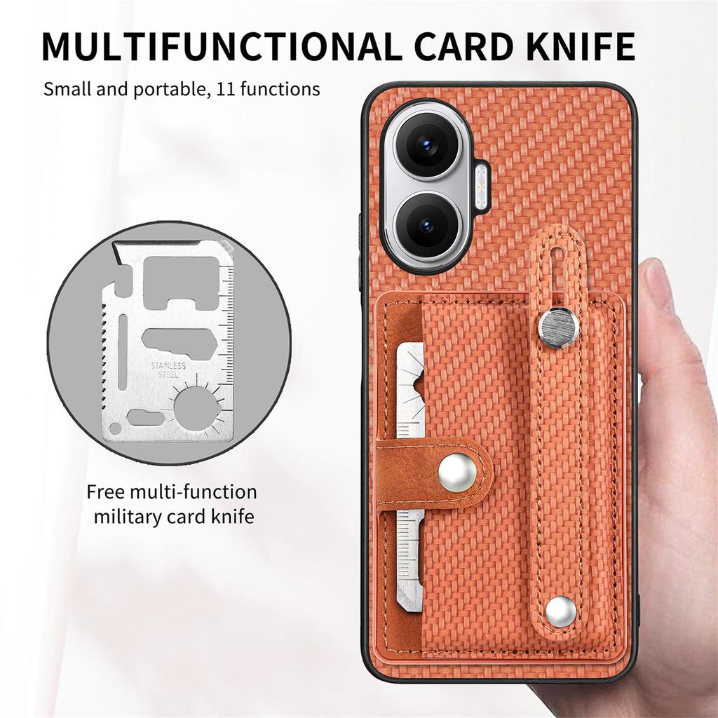 For Xiaomi Redmi Turbo 4 Pro 5G Case Carbon Fiber Texture Leather Phone Back Cover with Card Holder