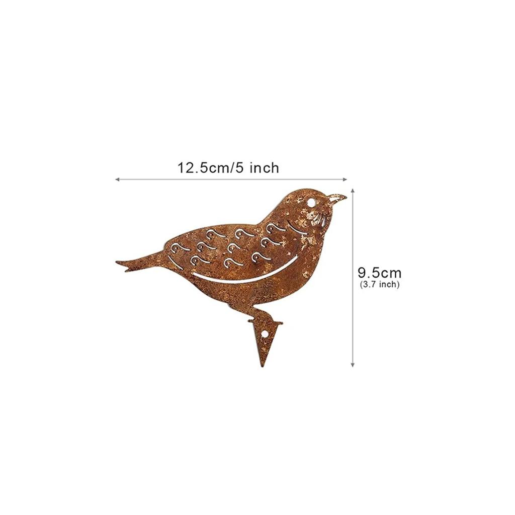 4 упаковки металлических садовых украшений в виде птиц с ржавой патиной для домашнего декора, патио, двора в деревенском стиле