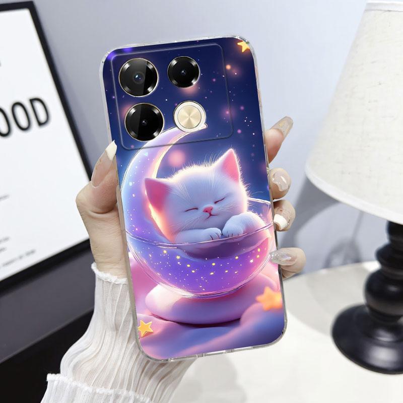 Для Infinix Note 40 Pro 5G4G Чехол Защитная крышка Для Infinix Note 40 Pro Plus Мраморный Прозрачный Мягкий силиконовый чехол для телефона Кот Fundas