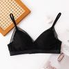 Silk French triangle cup lace sexy ultra-thin mulberry silk small chest breathable bra without steel ring thin bra