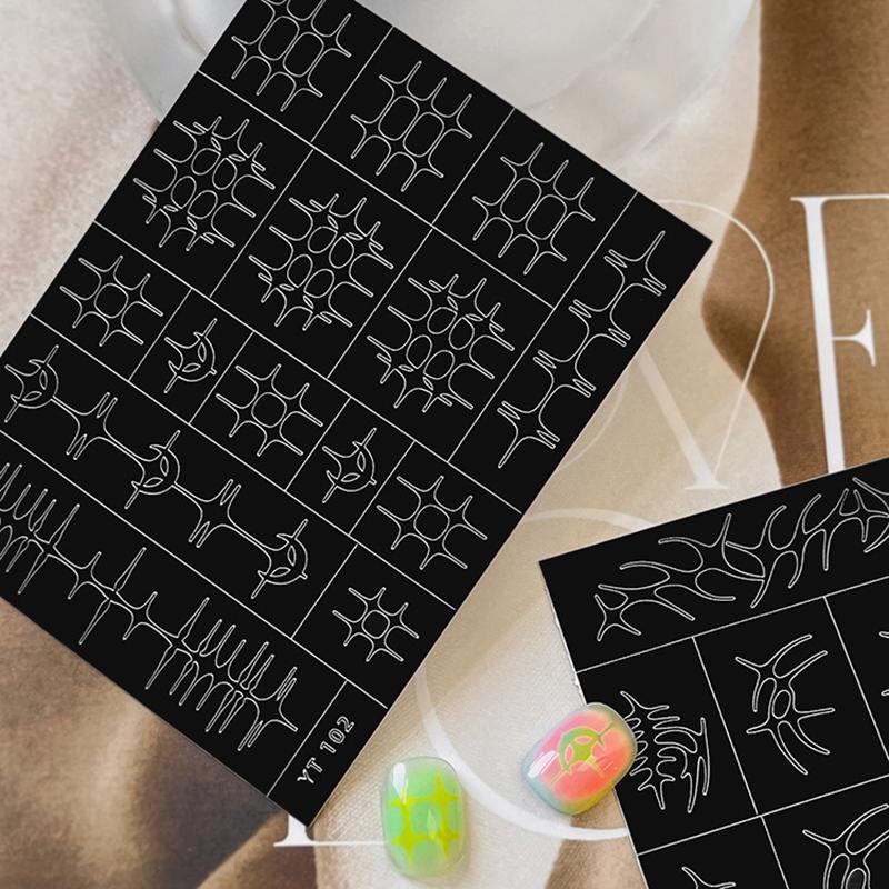 1 лист аэрографического трафарета для ногтей Звезды Луна Рыбья кость Узор Полые наклейки-шаблоны для французского маникюра Наклейки для маникюра
